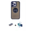 MARSİLYAN™- iPhone 13 Pro Kılıf Yörünge Çizgi - Siyah 3D Antistatik Seramik Nano Ekran Koruyucu + Renkli Kamera Lens Koruma Cam - TU