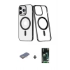 MARSİLYAN™- iPhone 13 Pro Kılıf Yörünge Minimal - Şeffaf 360 Full Body Arka Koruyucu + Renkli Kamera Lens Koruma Cam - SI