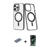 MARSİLYAN™- iPhone 13 Pro Kılıf Yörünge Minimal - Şeffaf 360 Full Body Arka Koruyucu + Renkli Kamera Lens Koruma Cam - YL