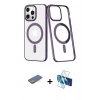 MARSİLYAN™- iPhone 13 Pro Kılıf Yörünge Minimal - Siyah 3D Antistatik Seramik Nano Ekran Koruyucu + Renkli Kamera Lens Koruma Cam - YL