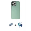 MARSİLYAN™- iPhone 13 Pro Kılıf Zirve Doku Koleksiyonu - Siyah 3D Antistatik Seramik Nano Ekran Koruyucu + Shine Kamera Lens Koruma Cam - PE