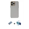MARSİLYAN™- iPhone 13 Pro Kılıf Zirve Doku Koleksiyonu - Siyah 3D Antistatik Seramik Nano Ekran Koruyucu + Shine Kamera Lens Koruma Cam - PE