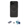 MARSİLYAN™- iPhone 13 Pro Kılıf Zirve Klasik Prime - Siyah 3D Antistatik Seramik Nano Ekran Koruyucu + Renkli Kamera Lens Koruma Cam - TU