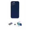 MARSİLYAN™- iPhone 13 Pro Kılıf Zirve Modern Özel Seri - Siyah 3D Antistatik Seramik Nano Ekran Koruyucu + Renkli Kamera Lens Koruma Cam - MI