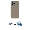 MARSİLYAN™- iPhone 13 Pro Kılıf Zirve Modern Özel Seri - Siyah 3D Antistatik Seramik Nano Ekran Koruyucu + Renkli Kamera Lens Koruma Cam - SI