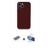 MARSİLYAN™- iPhone 13 Pro Kılıf Zirve Modern Özel Seri - Siyah 3D Antistatik Seramik Nano Ekran Koruyucu + Renkli Kamera Lens Koruma Cam - MI
