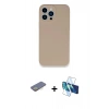 MARSİLYAN™- iPhone 13 Pro Kılıf Zirve Modern Özel Seri - Siyah 3D Antistatik Seramik Nano Ekran Koruyucu + Renkli Kamera Lens Koruma Cam - SI