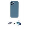 MARSİLYAN™- iPhone 13 Pro Kılıf Zirve Modern Özel Seri - Siyah 3D Antistatik Seramik Nano Ekran Koruyucu + Renkli Kamera Lens Koruma Cam - MI