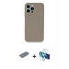 MARSİLYAN™- iPhone 13 Pro Kılıf Zirve Modern Özel Seri - Siyah 3D Antistatik Seramik Nano Ekran Koruyucu + Renkli Kamera Lens Koruma Cam - MI