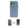 MARSİLYAN™- iPhone 13 Pro Max Kılıf Ahenk Çizgi Prime - Şeffaf 360 Full Body Arka Koruyucu + Beyaz Neon Fosforlu Kamera Lens