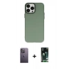 MARSİLYAN™- iPhone 13 Pro Max Kılıf Ahenk Çizgi Prime - Şeffaf 360 Full Body Arka Koruyucu + Beyaz Neon Fosforlu Kamera Lens