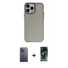 MARSİLYAN™- iPhone 13 Pro Max Kılıf Ahenk Çizgi Prime - Şeffaf 360 Full Body Arka Koruyucu + Beyaz Neon Fosforlu Kamera Lens