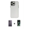 MARSİLYAN™- iPhone 13 Pro Max Kılıf Ahenk Çizgi Prime - Şeffaf 360 Full Body Arka Koruyucu + Beyaz Neon Fosforlu Kamera Lens