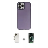 MARSİLYAN™- iPhone 13 Pro Max Kılıf Ahenk Çizgi Prime - Şeffaf 360 Full Body Arka Koruyucu + Gold Shine Kamera Lens