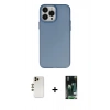 MARSİLYAN™- iPhone 13 Pro Max Kılıf Ahenk Çizgi Prime - Şeffaf 360 Full Body Arka Koruyucu + Gold Shine Kamera Lens