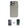 MARSİLYAN™- iPhone 13 Pro Max Kılıf Ahenk Çizgi Prime - Şeffaf 360 Full Body Arka Koruyucu + Mavi Neon Fosforlu Kamera Lens
