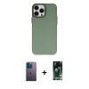 MARSİLYAN™- iPhone 13 Pro Max Kılıf Ahenk Çizgi Prime - Şeffaf 360 Full Body Arka Koruyucu + Mavi Neon Fosforlu Kamera Lens