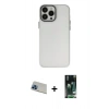 MARSİLYAN™- iPhone 13 Pro Max Kılıf Ahenk Çizgi Prime - Şeffaf 360 Full Body Arka Koruyucu + Mavi Rainbow Kamera Lens Koruma Cam