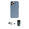 MARSİLYAN™- iPhone 13 Pro Max Kılıf Ahenk Çizgi Prime - Şeffaf 360 Full Body Arka Koruyucu + Mavi Rainbow Kamera Lens Koruma Cam