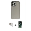 MARSİLYAN™- iPhone 13 Pro Max Kılıf Ahenk Çizgi Prime - Şeffaf 360 Full Body Arka Koruyucu + Pers Alüminyum Kamera Lens - GD