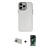 MARSİLYAN™- iPhone 13 Pro Max Kılıf Ahenk Çizgi Prime - Şeffaf 360 Full Body Arka Koruyucu + Rainbow Kamera Lens Koruma Cam - MR