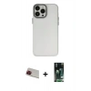 MARSİLYAN™- iPhone 13 Pro Max Kılıf Ahenk Çizgi Prime - Şeffaf 360 Full Body Arka Koruyucu + Rainbow Kamera Lens Koruma Cam - KI