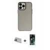 MARSİLYAN™- iPhone 13 Pro Max Kılıf Ahenk Çizgi Prime - Şeffaf 360 Full Body Arka Koruyucu + Rainbow Kamera Lens Koruma Cam - MR