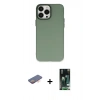 MARSİLYAN™- iPhone 13 Pro Max Kılıf Ahenk Çizgi Prime - Şeffaf 360 Full Body Arka Koruyucu + Turuncu Renkli Kamera Lens Koruma Cam