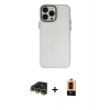 MARSİLYAN™- iPhone 13 Pro Max Kılıf Ahenk Çizgi Prime - Şeffaf Maxco Cam Ekran Koruyucu + Raze Metal Kamera Lens - GD