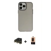 MARSİLYAN™- iPhone 13 Pro Max Kılıf Ahenk Çizgi Prime - Şeffaf Maxco Cam Ekran Koruyucu + Raze Metal Kamera Lens - GD