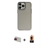 MARSİLYAN™- iPhone 13 Pro Max Kılıf Ahenk Çizgi Prime - Şeffaf Maxco Cam Ekran Koruyucu + Kırmızı Rainbow Kamera Lens Koruma Cam