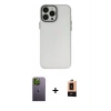 MARSİLYAN™- iPhone 13 Pro Max Kılıf Ahenk Çizgi Prime - Şeffaf Maxco Cam Ekran Koruyucu + Neon Fosforlu Kamera Lens - YL