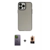 MARSİLYAN™- iPhone 13 Pro Max Kılıf Ahenk Çizgi Prime - Şeffaf Maxco Cam Ekran Koruyucu + Neon Fosforlu Kamera Lens - YL
