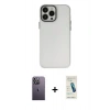 MARSİLYAN™- iPhone 13 Pro Max Kılıf Ahenk Çizgi Prime - Şeffaf Pasifik Cam Ekran Koruyucu + Neon Fosforlu Kamera Lens - BZ