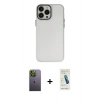 MARSİLYAN™- iPhone 13 Pro Max Kılıf Ahenk Çizgi Prime - Şeffaf Pasifik Cam Ekran Koruyucu + Neon Fosforlu Kamera Lens - YL