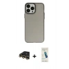 MARSİLYAN™- iPhone 13 Pro Max Kılıf Ahenk Çizgi Prime - Şeffaf Pasifik Cam Ekran Koruyucu + Raze Metal Kamera Lens - GD