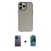 MARSİLYAN™- iPhone 13 Pro Max Kılıf Ahenk Çizgi Prime - Siyah 18D Cam Ekran Koruyucu + Neon Fosforlu Kamera Lens - MI