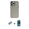 MARSİLYAN™- iPhone 13 Pro Max Kılıf Ahenk Çizgi Prime - Siyah 18D Cam Ekran Koruyucu + Shine Kamera Lens Koruma Cam - PE