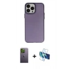 MARSİLYAN™- iPhone 13 Pro Max Kılıf Ahenk Çizgi Prime - Siyah 3D Antistatik Cam Ekran Koruyucu + Neon Fosforlu Kamera Lens - YL