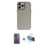 MARSİLYAN™- iPhone 13 Pro Max Kılıf Ahenk Çizgi Prime - Siyah 3D Antistatik Cam Ekran Koruyucu + Neon Fosforlu Kamera Lens - YL
