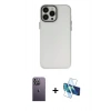 MARSİLYAN™- iPhone 13 Pro Max Kılıf Ahenk Çizgi Prime - Siyah 3D Antistatik Cam Ekran Koruyucu + Neon Fosforlu Kamera Lens - BZ