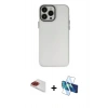 MARSİLYAN™- iPhone 13 Pro Max Kılıf Ahenk Çizgi Prime - Siyah 3D Antistatik Cam Ekran Koruyucu + Pers Alüminyum Kamera Lens - KI
