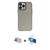 MARSİLYAN™- iPhone 13 Pro Max Kılıf Ahenk Çizgi Prime - Siyah 3D Antistatik Cam Ekran Koruyucu + Rainbow Kamera Lens Koruma Cam - MR
