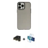 MARSİLYAN™- iPhone 13 Pro Max Kılıf Ahenk Çizgi Prime - Siyah 3D Antistatik Cam Ekran Koruyucu + Raze Metal Kamera Lens - GD