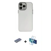 MARSİLYAN™- iPhone 13 Pro Max Kılıf Ahenk Çizgi Prime - Siyah 3D Antistatik Cam Ekran Koruyucu + Renkli Kamera Lens Koruma Cam - YL