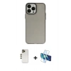 MARSİLYAN™- iPhone 13 Pro Max Kılıf Ahenk Çizgi Prime - Siyah 3D Antistatik Cam Ekran Koruyucu + Shine Kamera Lens - GD