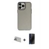 MARSİLYAN™- iPhone 13 Pro Max Kılıf Ahenk Çizgi Prime - Siyah 3D Antistatik Hayalet Cam Ekran Koruyucu + Rainbow Kamera Lens Koruma Cam - BZ