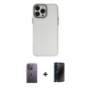 MARSİLYAN™- iPhone 13 Pro Max Kılıf Ahenk Çizgi Prime - Siyah 3D Antistatik Hayalet Cam Ekran Koruyucu + Neon Fosforlu Kamera Lens - BZ