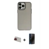 MARSİLYAN™- iPhone 13 Pro Max Kılıf Ahenk Çizgi Prime - Siyah 3D Antistatik Hayalet Cam Ekran Koruyucu + Rainbow Kamera Lens Koruma Cam - KI