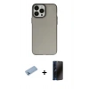 MARSİLYAN™- iPhone 13 Pro Max Kılıf Ahenk Çizgi Prime - Siyah 3D Antistatik Hayalet Cam Ekran Koruyucu + Shine Kamera Lens Koruma Cam - MI